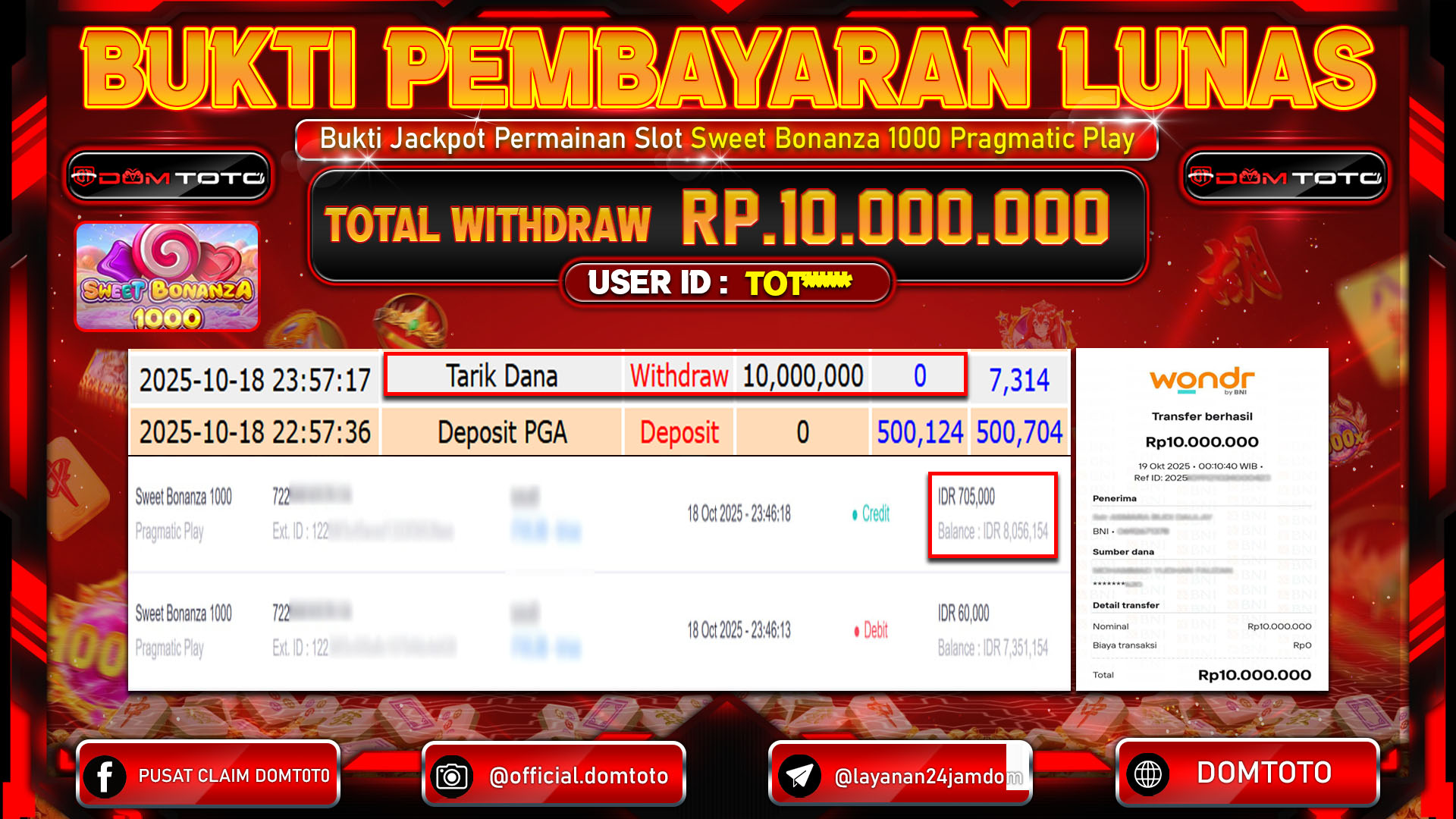 JACKPOT Slot Swett Bonanza 1000 Pragmatic Play  18 OKTOBER 2025